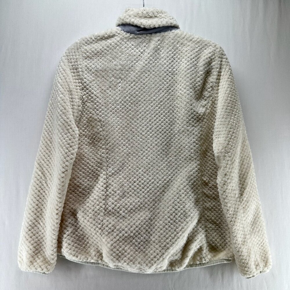 Eddie Bauer Sherpa Quilted Pullover Sweater Women M Snap Mock Neck Pockets Cream - Picture 2 of 11